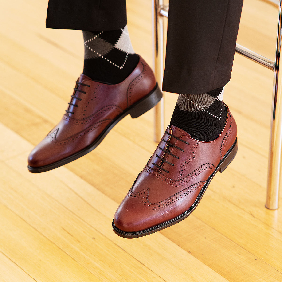 Men's Burgundy Oxford Brogue Shoes | Portugal | Sparrods & Co Men's Burgundy Oxford Brogue Shoes | Portugal | Sparrods & Co