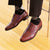 Burgundy brogue shoes with wingtip design is ideal for every day in any outfit style