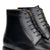 Mens black brogue boot made from aniline dyed box calfskin leather and wingtip design on the upper leather