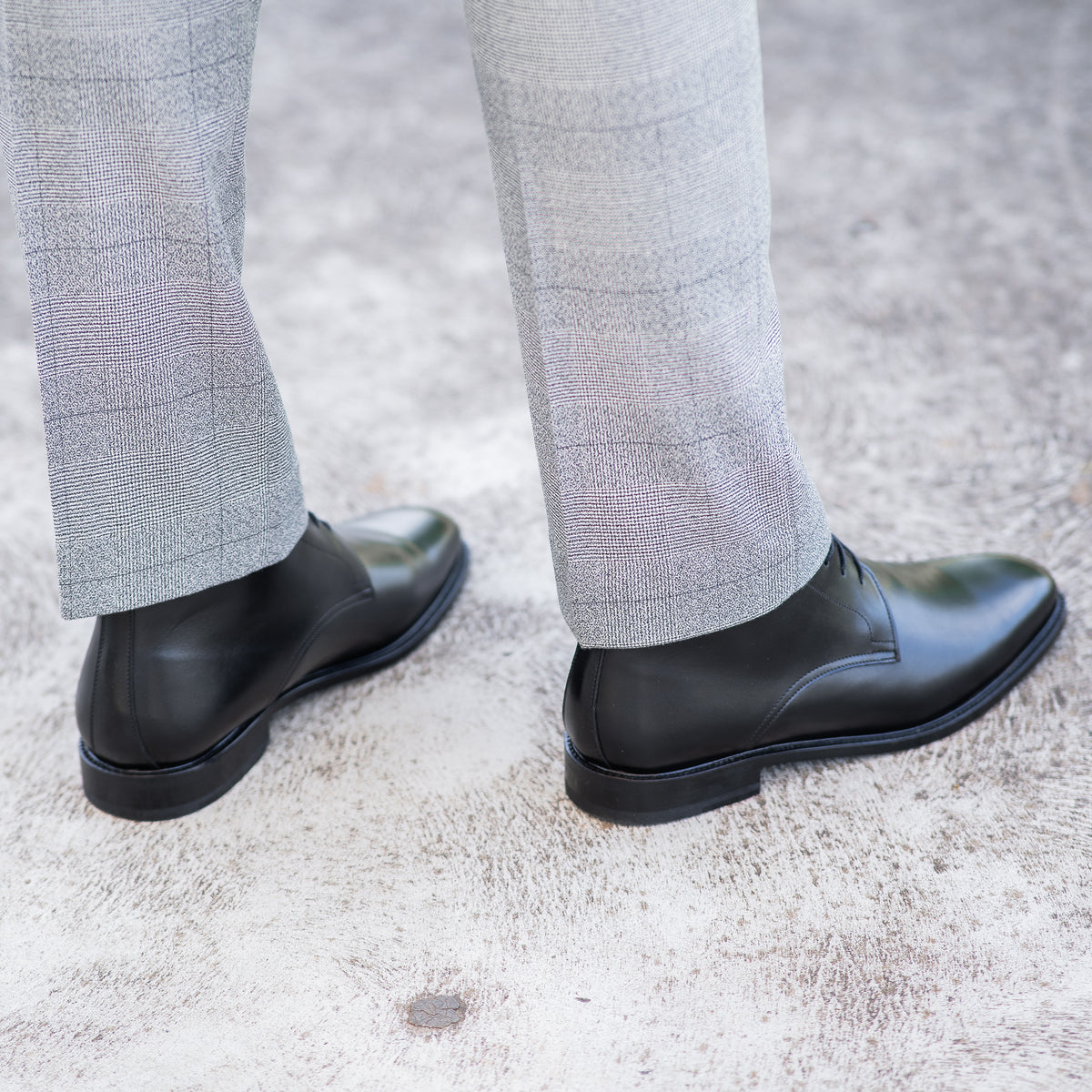 Men's Leather Plain Toe Dress Boots - Black - Portugal