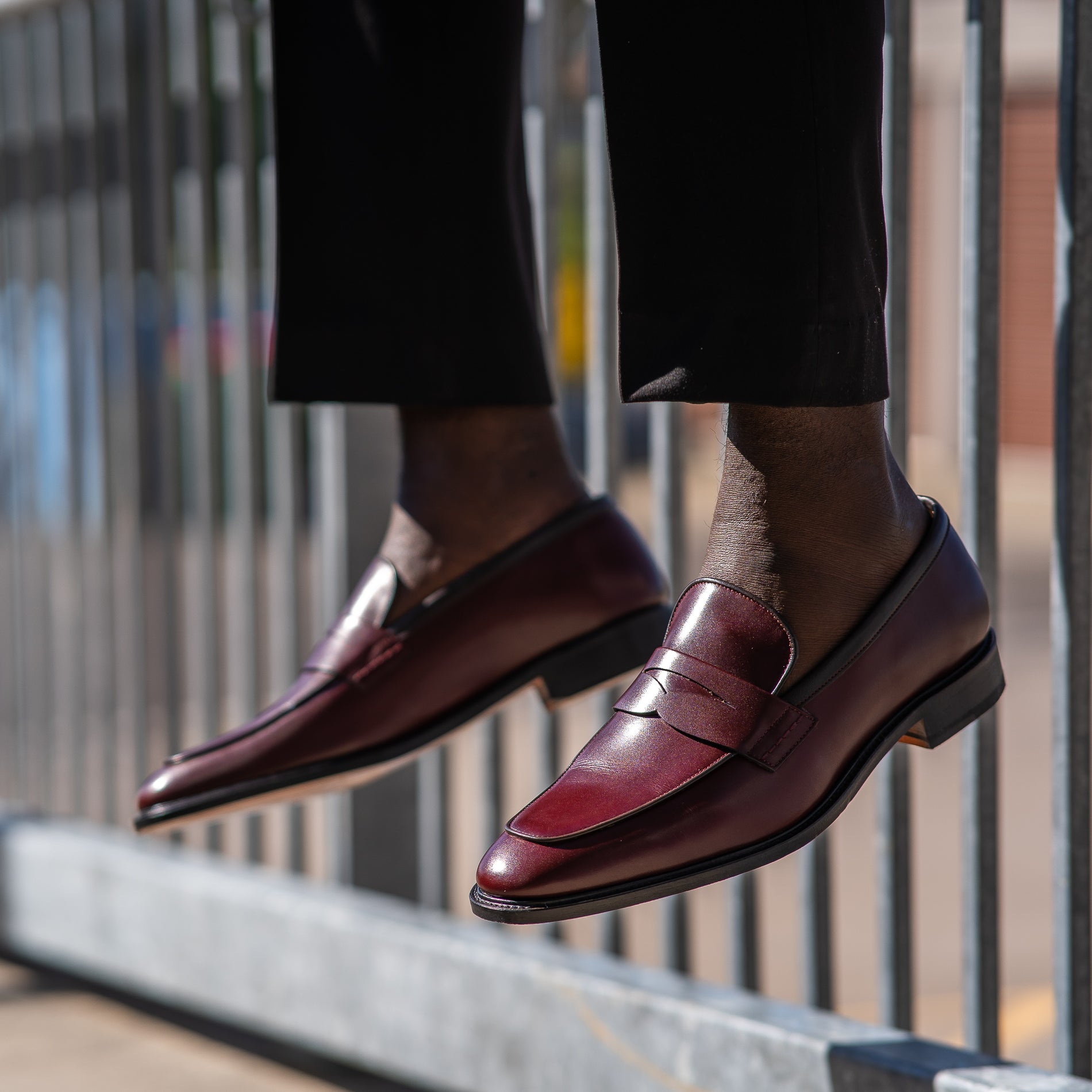 Men's Burgundy Penny Loafers | Calf Leather Men's Burgundy Penny Loafers | Calf Leather