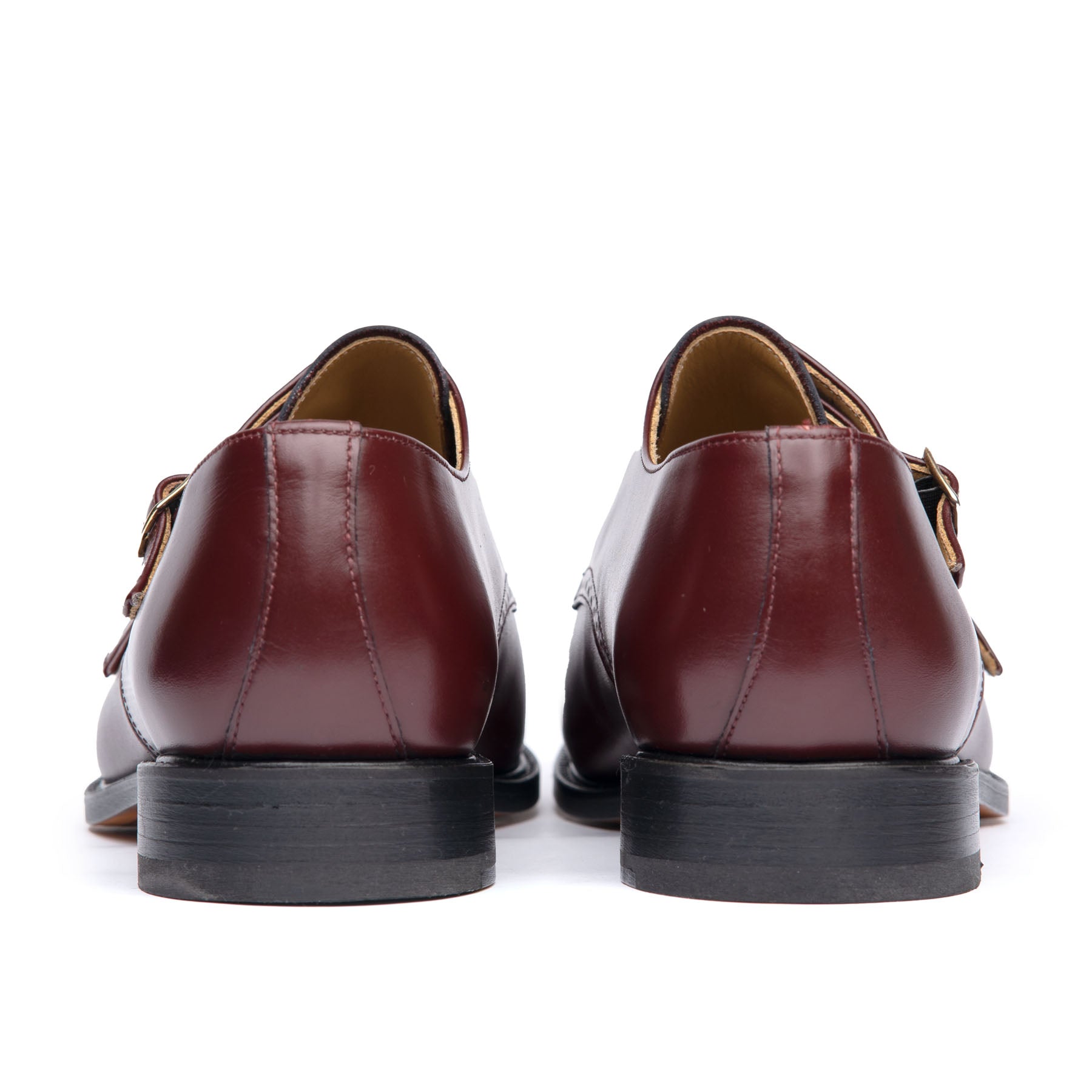 Monk strap shoe in burgundy with Italian leather heels