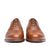 Mens tan brogue shoes with closed laced with beautiful patina at the top cap and with 5 eyelets.