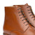 Men leather boots in tan made with chrome free calfskin leather upper and front lace up fastening