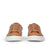 Tan trainers featuring low top design and white rubber sole for comfort

